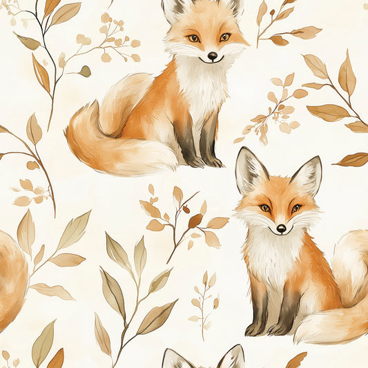 Wald-Fuchs Tapete im Aquarellstil – ideal fürs Babyzimmer, PVC-frei & selbstklebend, Made in Germany, mit schnellem Versand. 