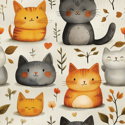 Herbstliche Katzen-Tapete fürs Kinderzimmer PVC-freie Tapete  schneller Versand▪️Einfach abziehen, aufkleben, fertig! Made in Germany PCC FoliaConcept