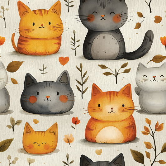 Herbstliche Katzen-Tapete fürs Kinderzimmer PVC-freie Tapete  schneller Versand▪️Einfach abziehen, aufkleben, fertig! Made in Germany PCC FoliaConcept