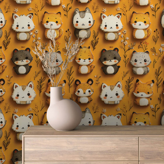 Tierische Waldfreunde-Tapete fürs Kinderzimmer PVC-freie Tapete  schneller Versand▪️Einfach abziehen, aufkleben, fertig! Made in Germany PCC FoliaConcept