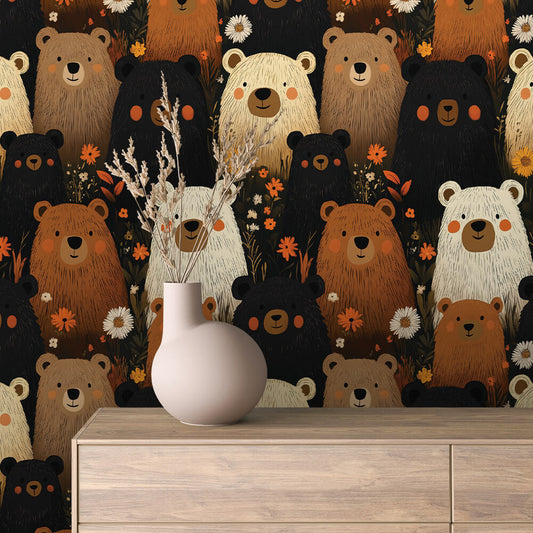 Wald-Bären-Tapete im Herbststil PVC-freie Tapete  schneller Versand▪️Einfach abziehen, aufkleben, fertig! Made in Germany PCC FoliaConcept 