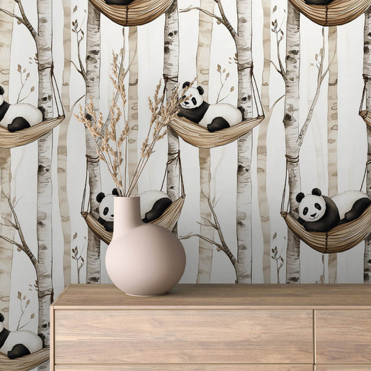 Panda Paradies jetzt mit konstenloser Lieferung! PVC-freie Tapete  schneller Versand▪️Einfach abziehen, aufkleben, fertig! Made in Germany PCC FoliaConcept