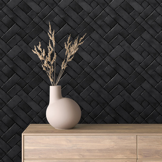 Black Herringbone Brick