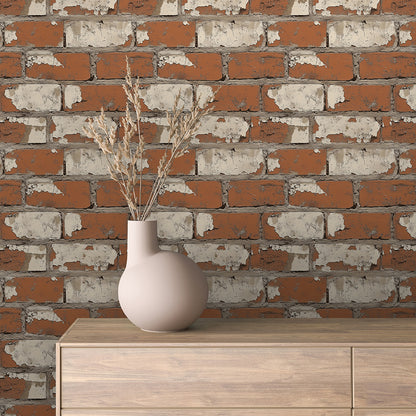 Urban Brick Fliese im Patina-Look mit Backstein und PutzFür coole Industrial- oder Vintage-Wände mit authentischer Struktur Selbstklebend & PVC-frei – by PCC FoliaConcept