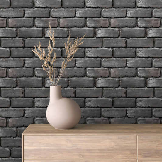 3D-Ziegelfliesen Shadow Grey mit plastischer OberflächePerfekt für minimalistische WandgestaltungenSelbstklebend & PVC-frei – by PCC FoliaConcept