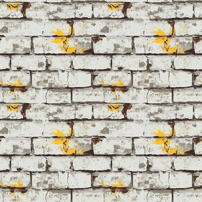 3D-Ziegelfliesen Urban Brick White Yellow mit plastischer OberflächePerfekt für kreative WandgestaltungenSelbstklebend & PVC-frei – by PCC FoliaConcept