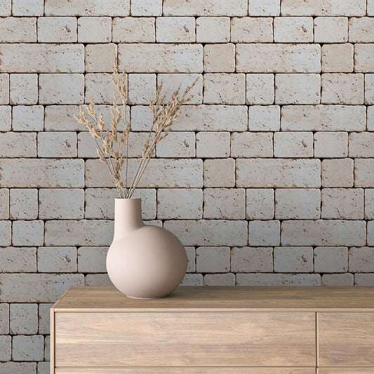 3D-Ziegelfliesen Urban Brick White Sand mit plastischer OberflächePerfekt für natürliche WandgestaltungenSelbstklebend & PVC-frei – by PCC FoliaConcept