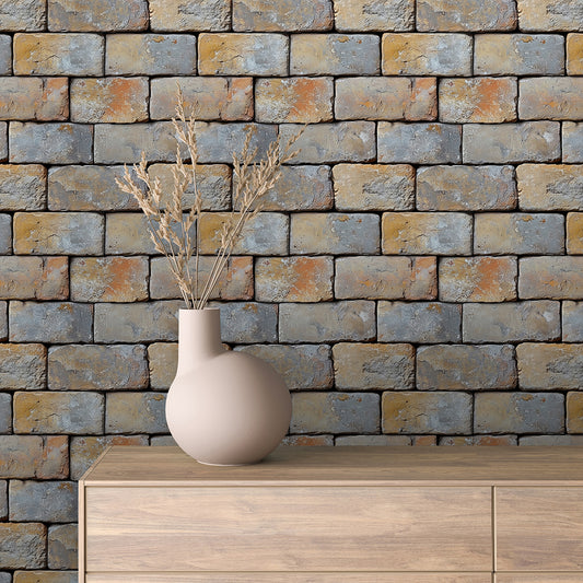 3D-Ziegelfliesen Urban Brick Stone Grey im Used-Look.Perfekt für charakterstarke Wandgestaltung im Industrial Style – by PCC FoliaConcept