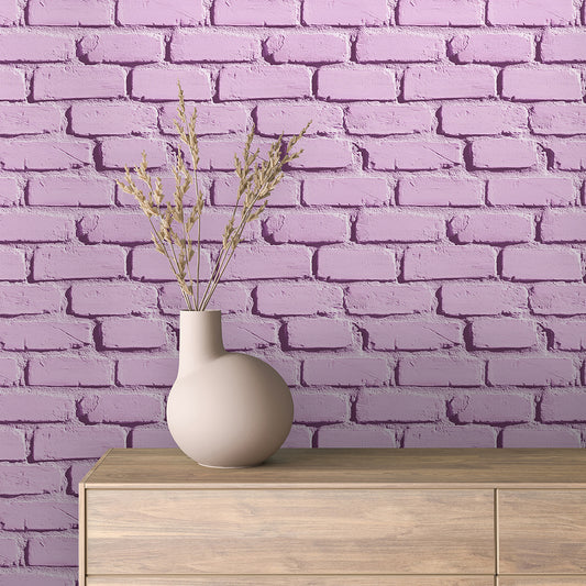 3D-Ziegelfliesen Urban Brick Lavender mit plastischer Struktur und Pastelloptik.Perfekt für moderne Wandgestaltungen mit kreativem Twist – by PCC FoliaConcept