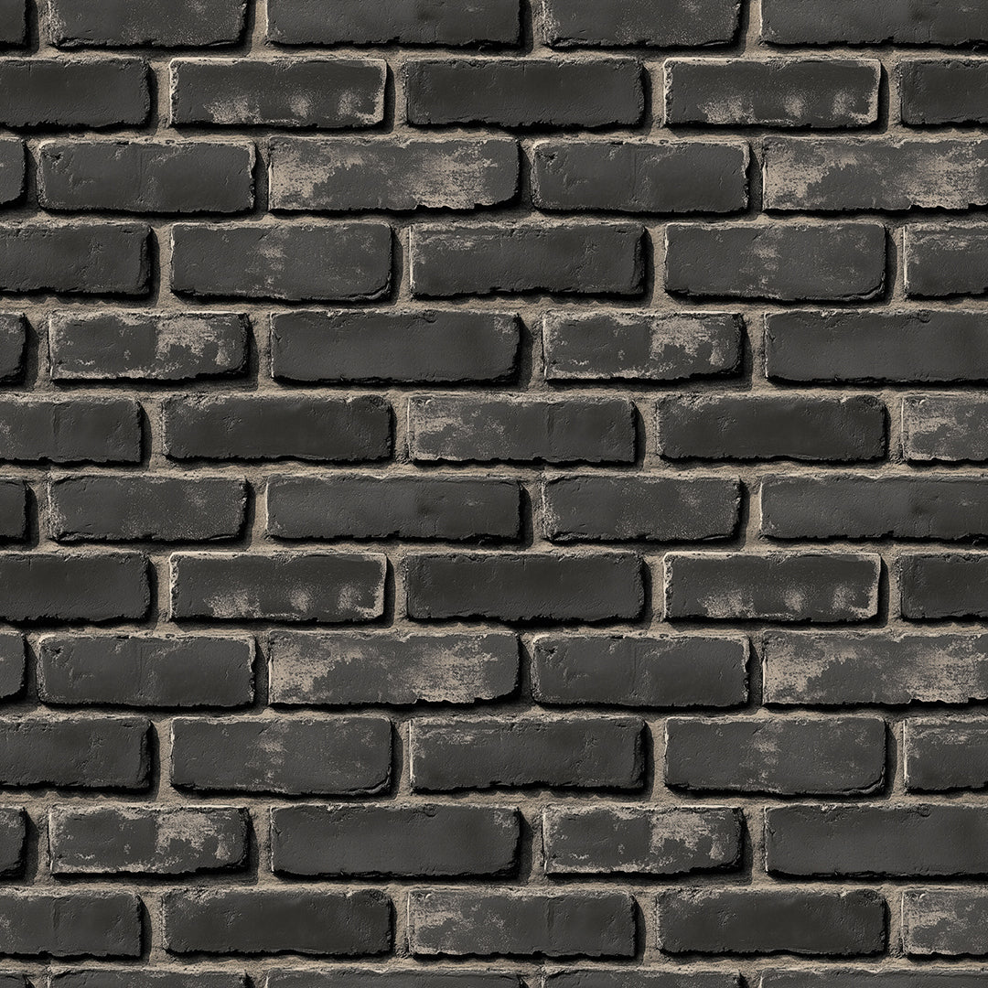 3D-Ziegelfliesen Urban Brick Black Dust mit plastischem Look & Tiefe.Perfekt für starke Akzentwände im Industrial Style – by PCC FoliaConcept
