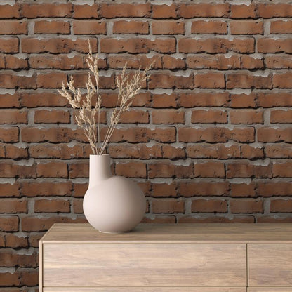 3D-Ziegelfliesen Urban Brick Classic Red mit realistischer TiefeKlassischer Industrial-Look für moderne Wandgestaltung – by PCC FoliaConcept