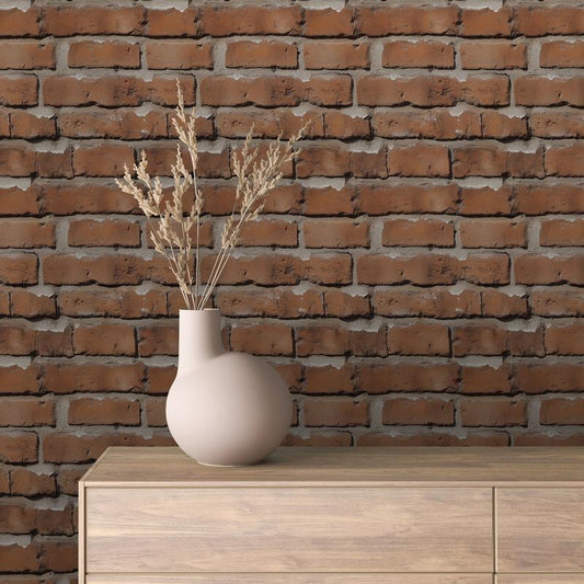 3D-Ziegelfliesen Urban Brick Classic Red mit realistischer TiefeKlassischer Industrial-Look für moderne Wandgestaltung – by PCC FoliaConcept