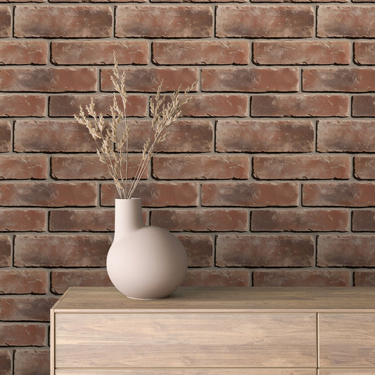 3D-Ziegelfliesen Urban Classic Redstone mit realistischer StrukturPerfekt für Industrial Style Wände – by PCC FoliaConcept