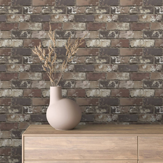 3D-Ziegelfolie Rusty Brick Classic in Patina-OptikIdeal für moderne Industrie-Looks – by PCC FoliaConcept