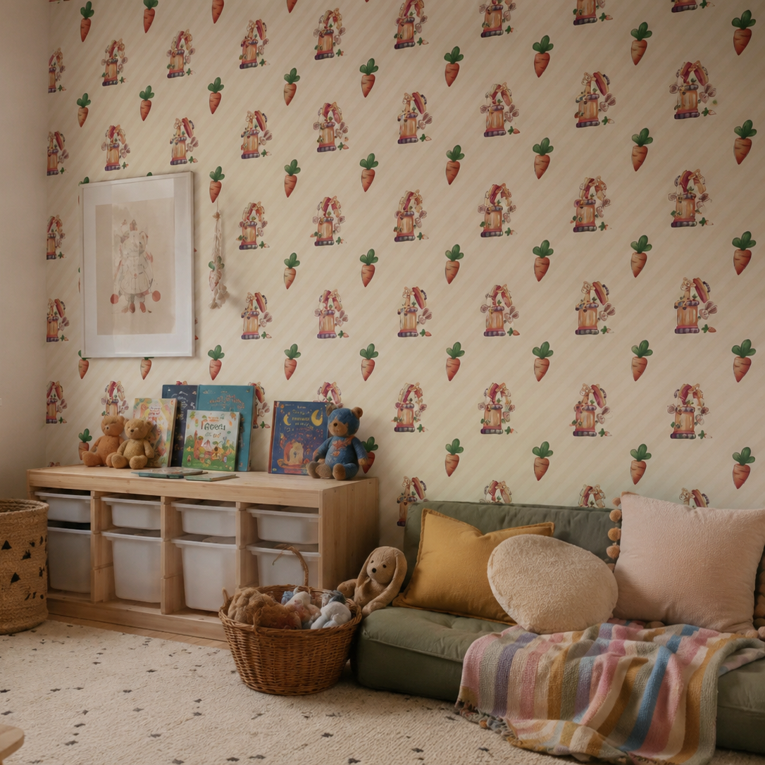 Tapete Kinderzimmer Hasen Karotten