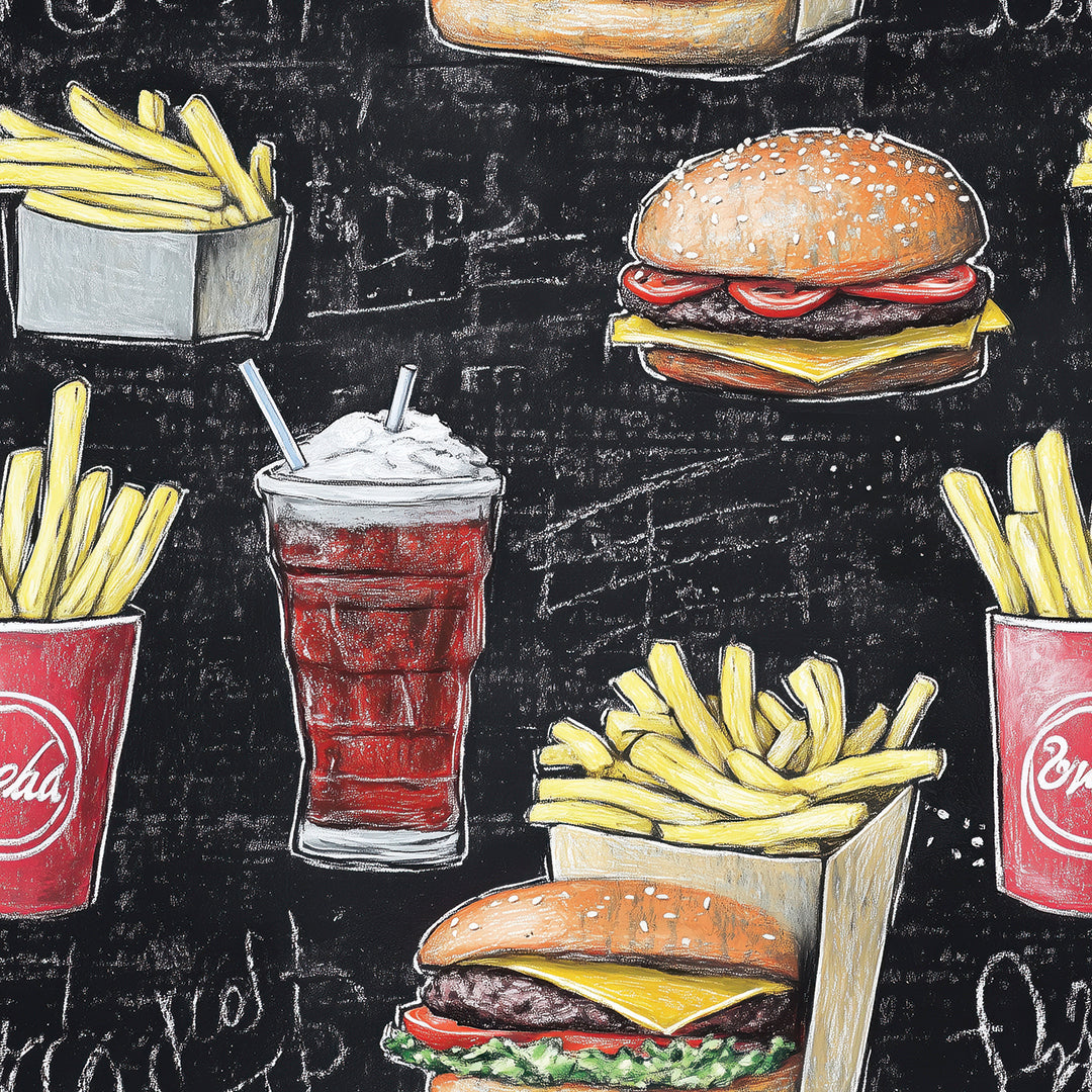 Tafel-Tapete für moderne Imbisse & Food-Spots mit Humor PVC-freie Tapete  schneller Versand▪️Einfach abziehen, aufkleben, fertig! Made in Germany PCC FoliaConcept