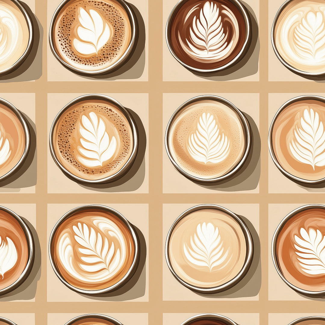 Kaffeetassen Fototapete mit Latte Art PVC-freie Tapete  schneller Versand▪️Einfach abziehen, aufkleben, fertig! Made in Germany PCC FoliaConcept