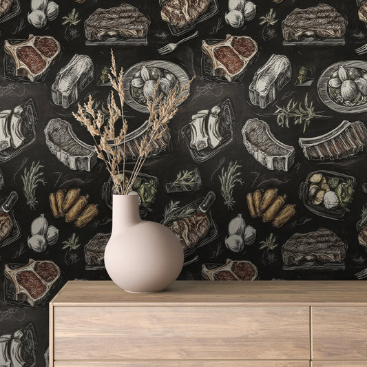 Wanddeko im Tafelstil mit BBQ-, Steak- & KräutermotivenPVC-frei  schneller Versand▪️Einfach abziehen, aufkleben, fertig! Made in Germany PCC FoliaConcept