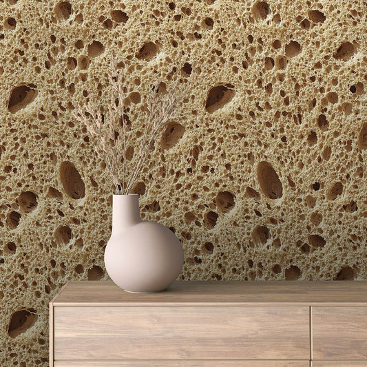 PVC-freie Tapete  schneller Versand▪️Einfach abziehen, aufkleben, fertig! Made in Germany ▪️ Luftige Brottextur als Tapete für Cafés, Bäckereien und Food-Spots.