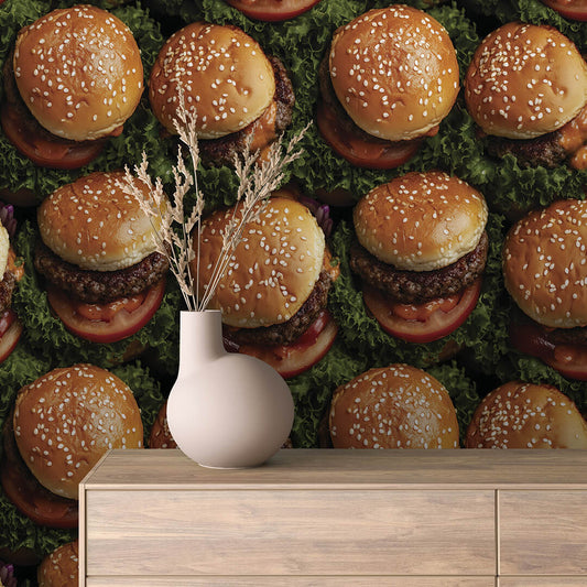 Fotorealistische Burger-Tapete PVC-freie Tapete  schneller Versand▪️Einfach abziehen, aufkleben, fertig! Made in Germany PCC FoliaConcept