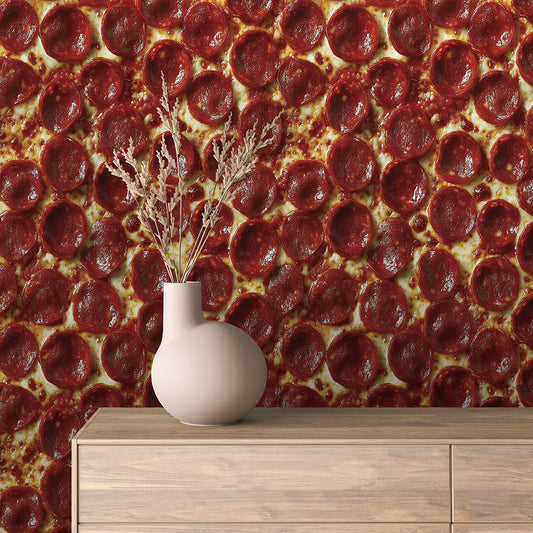Knalliges Pizza-Tapetendesign PVC-freie Tapete  schneller Versand▪️Einfach abziehen, aufkleben, fertig! Made in Germany PCC FoliaConcept