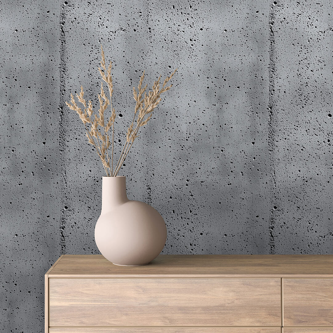 Dunkle Betontapete mit markanter Struktur  Selbstklebend & abwischbar  PVC-freie Tapete ▪️ Industrial Chic in Tiefgrau  Made in Germany ▪️ FoliaConcept