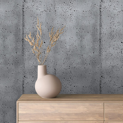 Dunkle Betontapete mit markanter Struktur  Selbstklebend & abwischbar  PVC-freie Tapete ▪️ Industrial Chic in Tiefgrau  Made in Germany ▪️ FoliaConcept