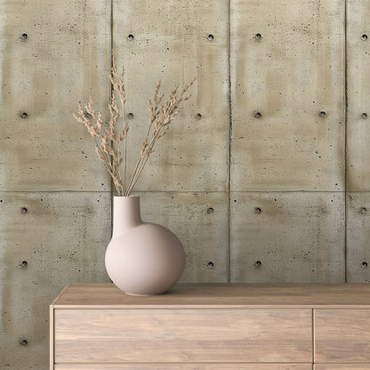 Betontapete in warmem Sandton  Selbstklebend & abwischbar  PVC-freie Tapete ▪️ Industrial Style trifft Wohnlichkeit  Made in Germany ▪️ FoliaConcept