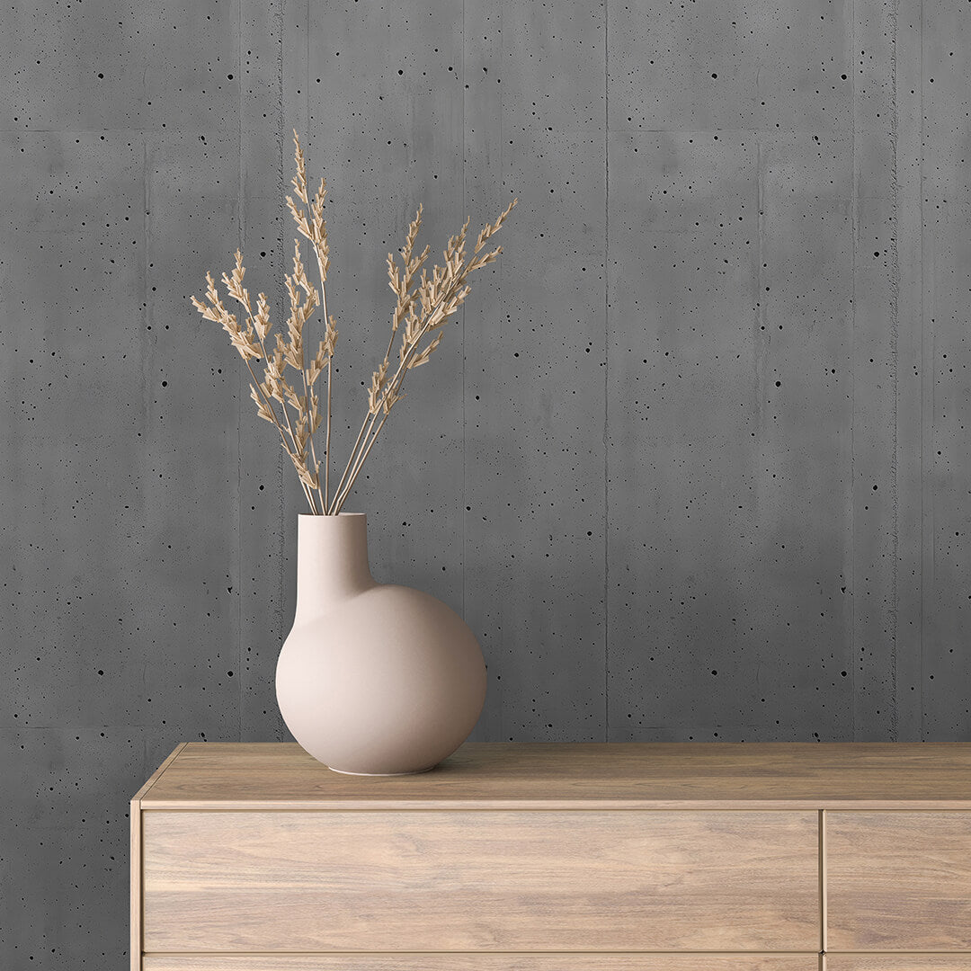 Graue Betontapete mit mattem Look  Selbstklebend & abwischbar  PVC-freie Tapete ▪️ Minimalistisch, modern & tief  Made in Germany ▪️ FoliaConcept 