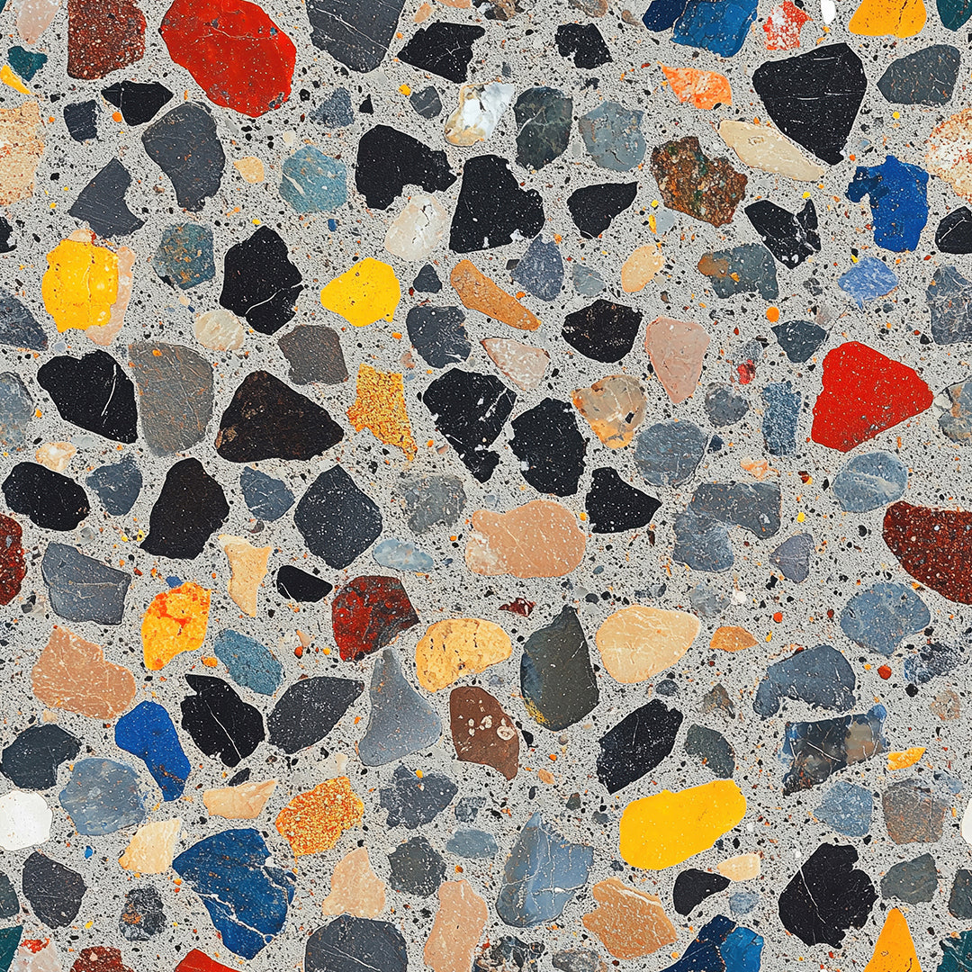 Bunte Mosaik Betontapete  Selbstklebend & abwischbar  PVC-freie Tapete ▪️ Minimalistisch, modern & tief  Made in Germany ▪️ FoliaConcept 