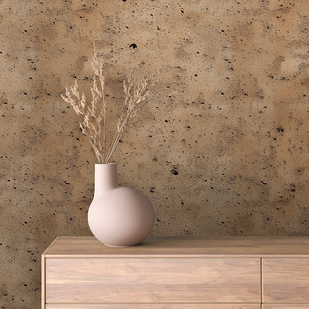 Braune Betontapete mit mattem Look  Selbstklebend & abwischbar  PVC-freie Tapete ▪️ Minimalistisch, modern & tief  Made in Germany ▪️ FoliaConcept 