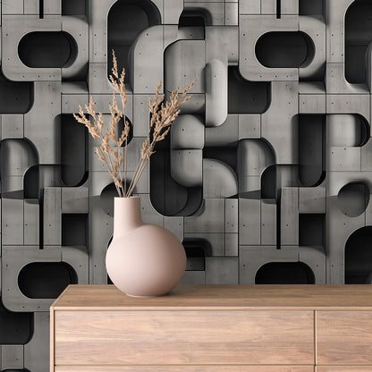 Geometrische 3D-Betontapete  Selbstklebend & abwischbar  PVC-freie Tapete ▪️ Modern, architektonisch & kreativ  Made in Germany ▪️ FoliaConcept 