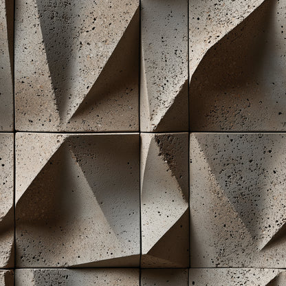 3D-Betontapete mit geometrischer Prismenstruktur  Selbstklebend & abwischbar  PVC-freie Tapete ▪️ Markant, modern & roh  Made in Germany ▪️ FoliaConcept 