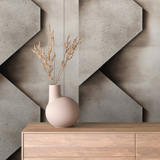 Kantige 3D-Betontapete mit architektonischem Look  Selbstklebend & abwischbar  PVC-freie Tapete ▪️ Klar, massiv & modern  Made in Germany ▪️ FoliaConcept