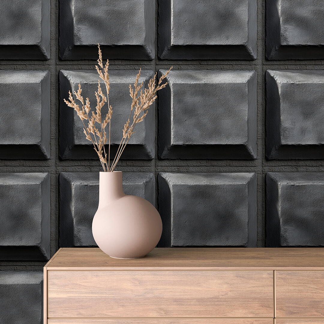 3D-Betontapete mit massiver Quaderstruktur  Selbstklebend & abwischbar  PVC-freie Tapete ▪️ Kraftvoll, urban & modern  Made in Germany ▪️ FoliaConcept