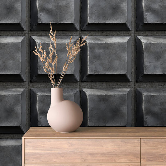 3D-Betontapete mit massiver Quaderstruktur  Selbstklebend & abwischbar  PVC-freie Tapete ▪️ Kraftvoll, urban & modern  Made in Germany ▪️ FoliaConcept