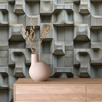 3D-Tapete mit brutalistischer Betonstruktur  Selbstklebend & abwischbar  PVC-freie Tapete ▪️ Retro-inspiriert, grafisch & ausdrucksstark  Made in Germany ▪️ FoliaConcept