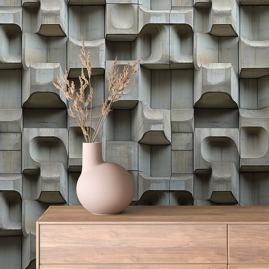 3D-Tapete mit brutalistischer Betonstruktur  Selbstklebend & abwischbar  PVC-freie Tapete ▪️ Retro-inspiriert, grafisch & ausdrucksstark  Made in Germany ▪️ FoliaConcept