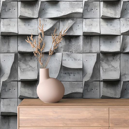 Unregelmäßige 3D-Betontapete im Faltenlook  Selbstklebend & abwischbar  PVC-freie Tapete ▪️ Wild, kreativ & industriell  Made in Germany ▪️ FoliaConcept