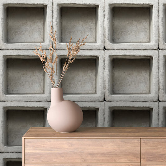 Kantige 3D-Beton-Tapete im Blockdesign  Selbstklebend & abwischbar  PVC-freie Tapete ▪️ Industrial Style & klare Linien  Made in Germany ▪️ FoliaConcept