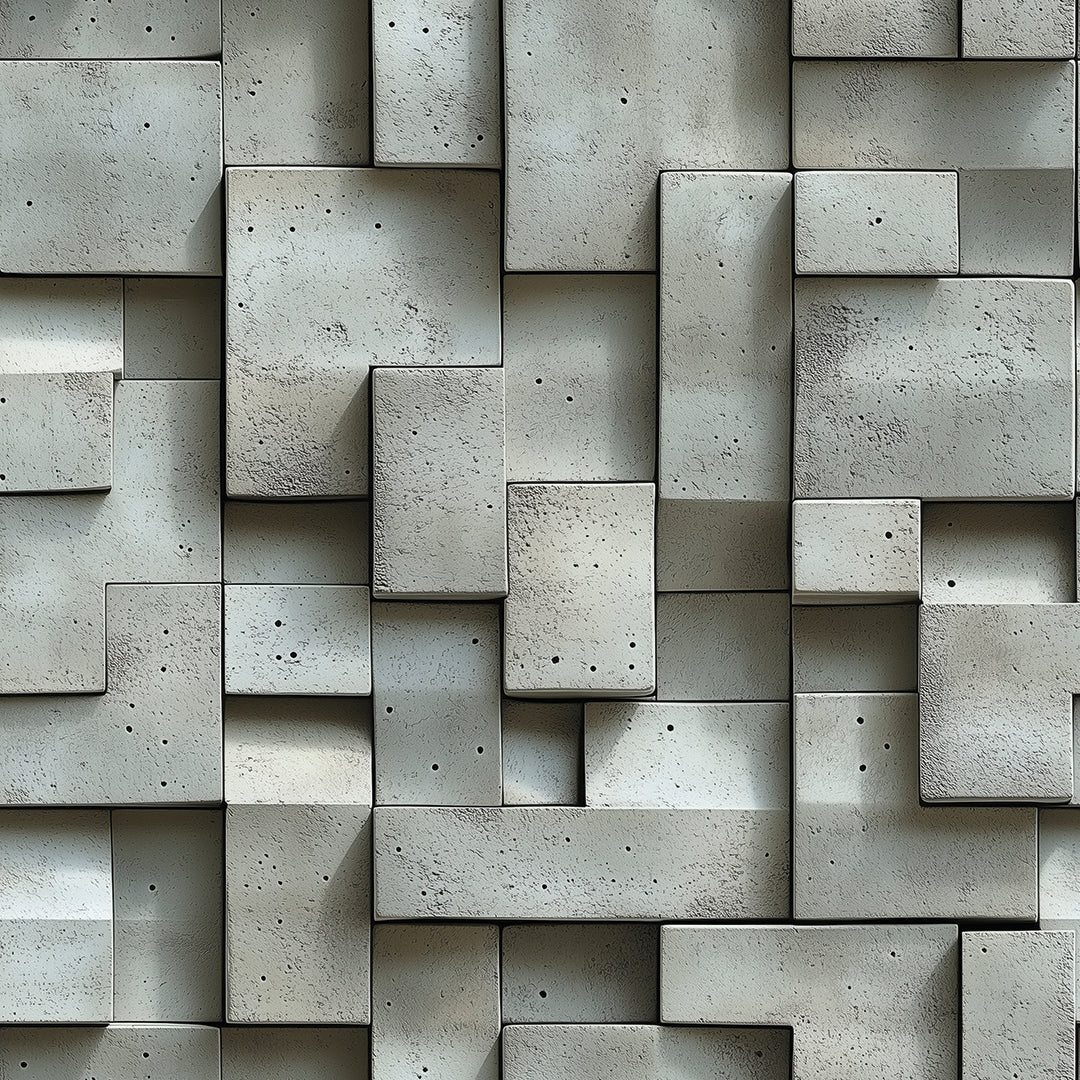 Betontapete im 3D-Puzzle-Look  Selbstklebend & abwischbar  PVC-frei ▪️ Geometrisch, modern & urban  Made in Germany ▪️ FoliaConcept 