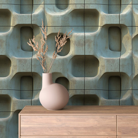 3D Betonoptik in Retro-Mint  Gewölbte Strukturen mit Farbtiefe  Selbstklebende Designfolie ▪️ Hochwertiger Look ▪️ PVC-frei ▪️ FoliaConcept