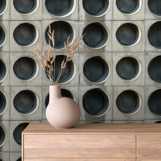Betonoptik mit kreisförmigem Relief  Rundmuster mit Tiefe  Selbstklebende Tapete ▪️ Industrial Flair ▪️ PVC-frei ▪️ FoliaConcept