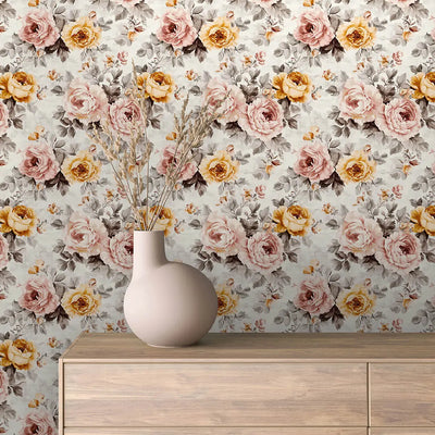 Floral Wallpaper Roses Pink – Romantic