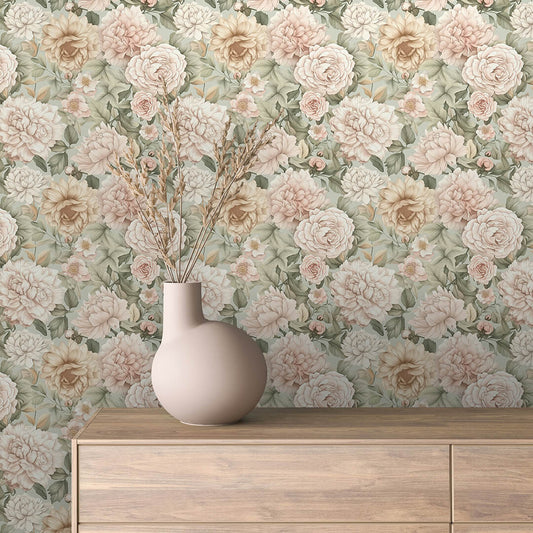 umweltfreundliche Tapete  schneller Versand▪️Einfach abziehen, aufkleben, fertig! Made in Germany PCC FoliaConcept - Klassischen Cottage-Charme für gemütliche Wohn- oder Schlafzimmern im Landhausstil