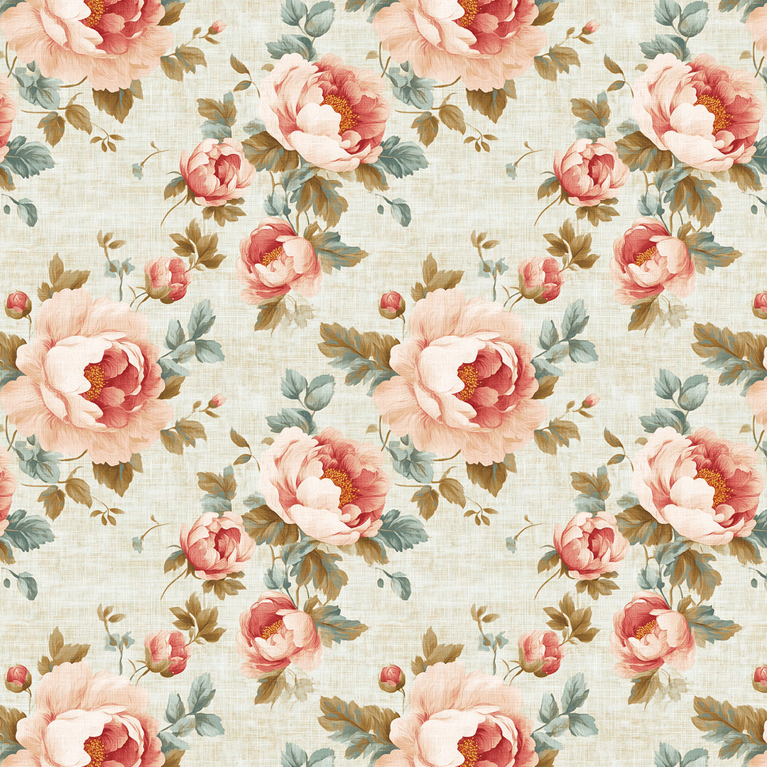 Romantische Blumentapete im Cottage-Stil mit zarten Rosé- und Cremetönen. PVC-freie Tapete  schneller Versand▪️Einfach abziehen, aufkleben, fertig! Made in Germany PCC FoliaConcept