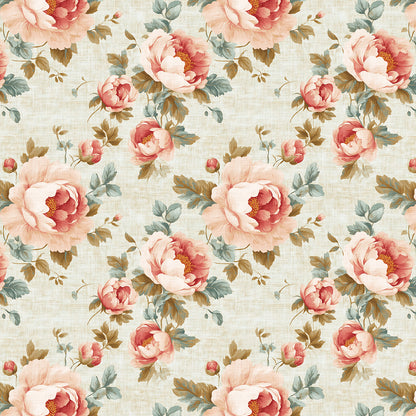 Romantische Blumentapete im Cottage-Stil mit zarten Rosé- und Cremetönen. PVC-freie Tapete  schneller Versand▪️Einfach abziehen, aufkleben, fertig! Made in Germany PCC FoliaConcept