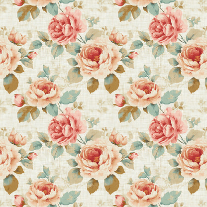 Romantische Blumentapete im Cottage-Stil mit Rosé-, Beige- & Cremetönen. PVC-freie Tapete  schneller Versand▪️Einfach abziehen, aufkleben, fertig! Made in Germany PCC FoliaConcept