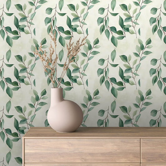 Stilisierte Eukalyptus für Zimmer und Arbeitsräume PVC-freie Tapete Einfach abziehen, aufkleben, fertig! Made in Germany PCC FoliaConcept ▪️Schneller Versand inklusive!