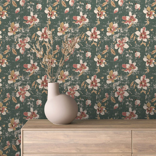 Vintage-Blumentapete für Schlaf-und WohnzimmerPVC-freie Tapete  schneller Versand▪️Einfach abziehen, aufkleben, fertig! Made in Germany PCC FoliaConcept